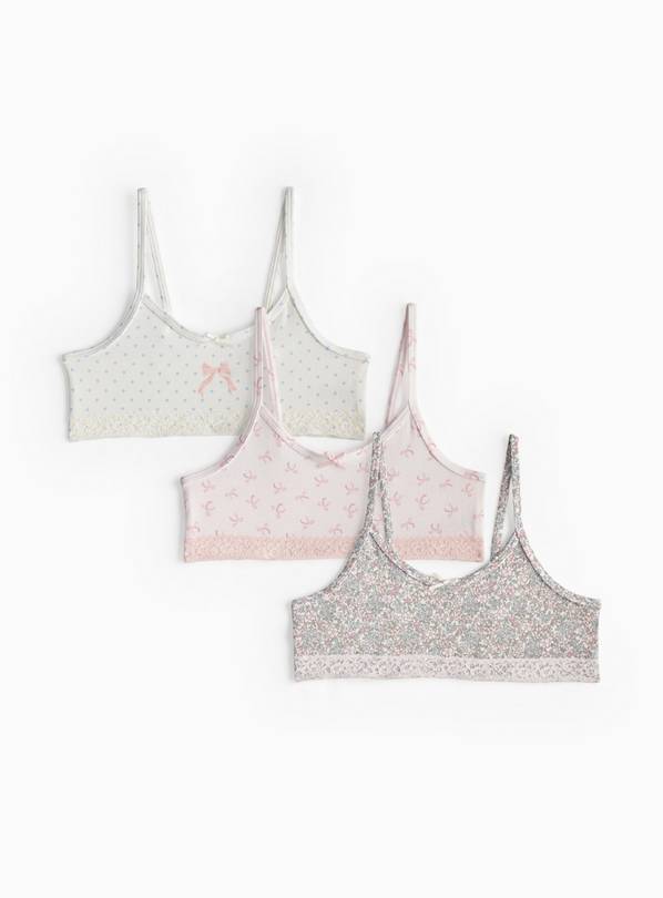 Bow & Flower Print Crop Tops 3 Pack 13-14 years